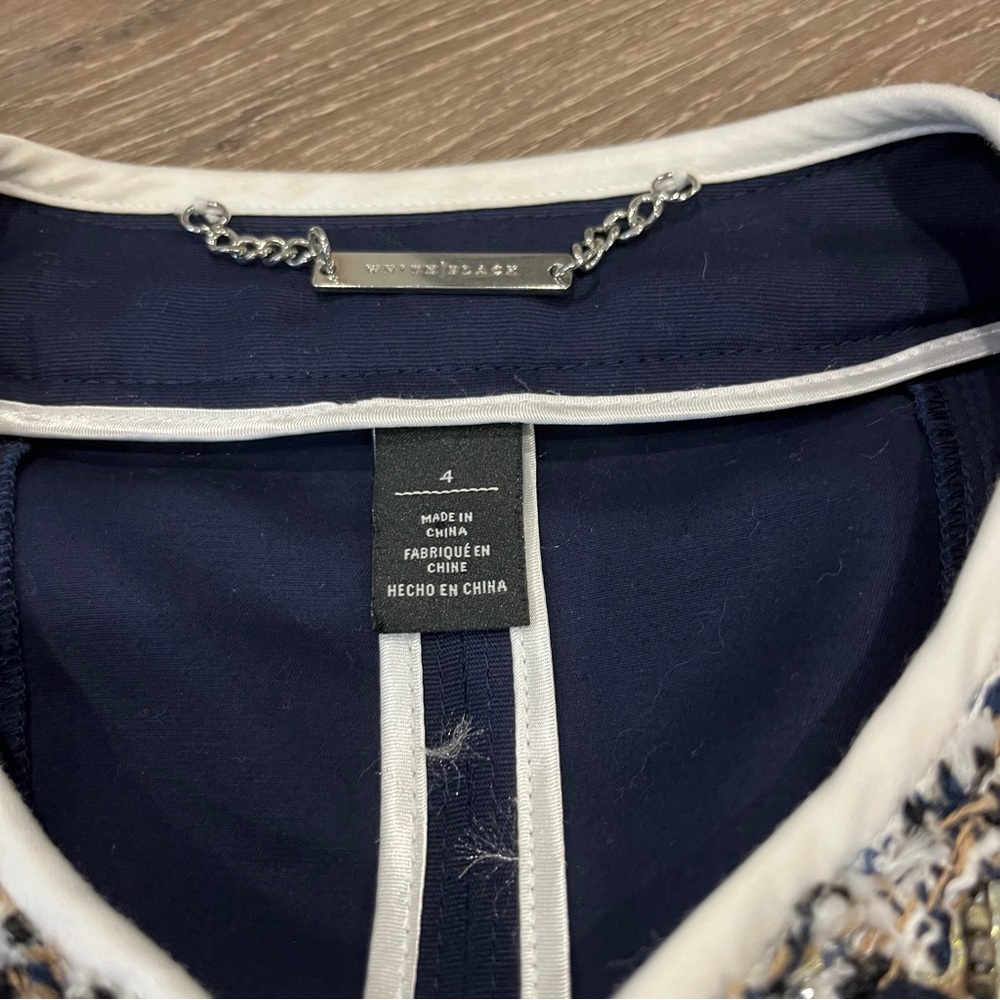 White House Black Market Navy Cropped Blazer with gems - Picture 11 of 12